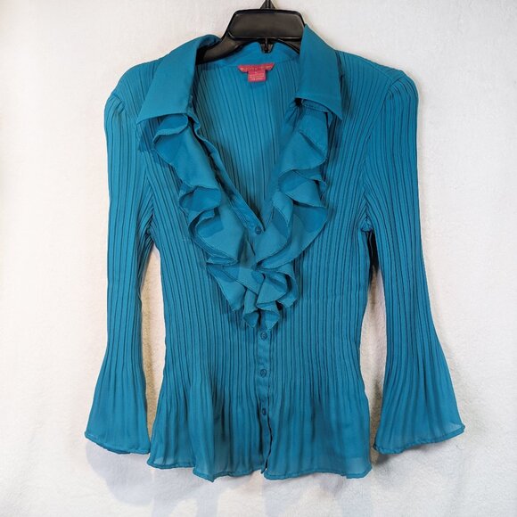 Women’s Vintage Ruffle Pleated Top Size XL - Picture 1 of 3